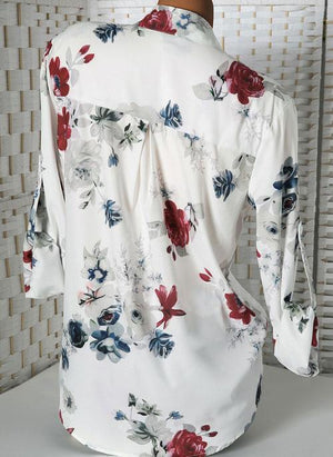 Floral Casual Stand Collar Long Sleeve Blouses TOPS.FL