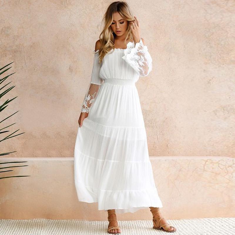 Tulle Off Shoulder Frilled Vacation Dress