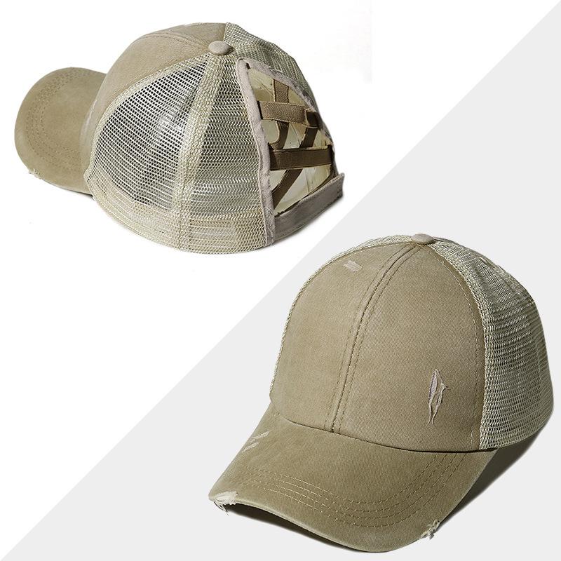 New Mesh Cross Outout Ponytail Baseball Cap