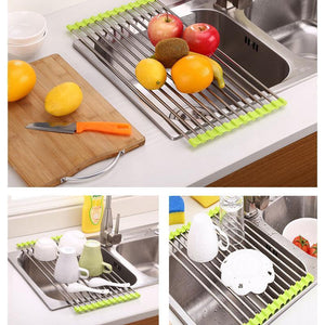 Stainless Steel Roll Up Dish Drying Rack, Foldable