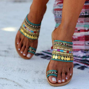 Ethnic boho style toe ring sandals