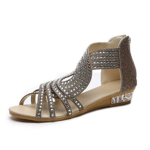 Roman Style Rhinestone Flat Sandals