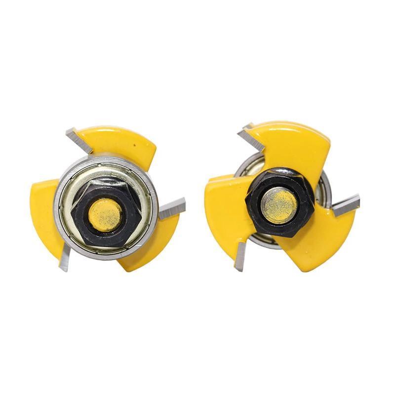 3-Teeth T-type Tenon Knife Cutter 2PCS - Yellow 1/4