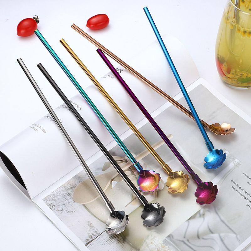 Flower-shaped Drinking Straw Spoon