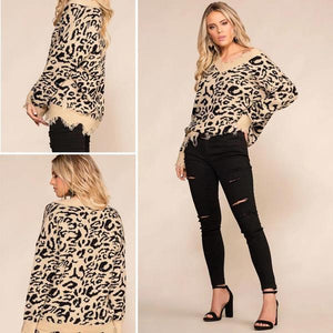 Leopard V-Neck Jumper of Distress