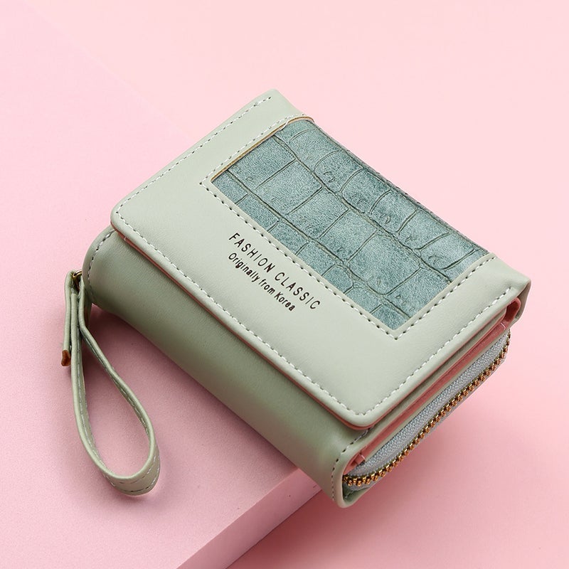 Large Capacity Multi-card Zipper Tri-fold Coin Purse