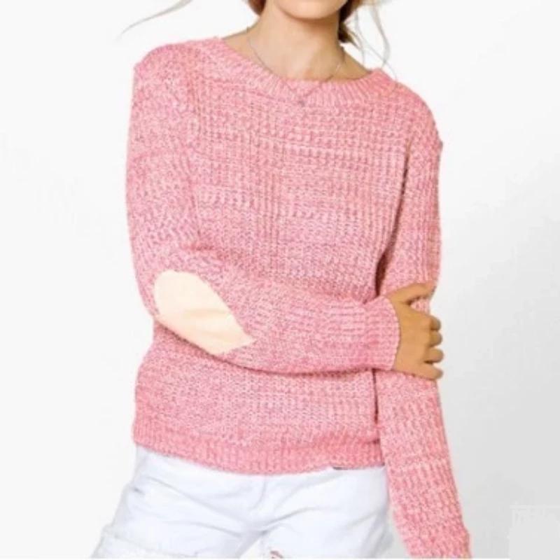 Women Casual Heart Long Sleeve Jumper Knitted Sweater