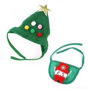 Christmas decoration pet hat and bib