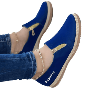 Chaussures décontractées à glissière de couleur unie pour femmes