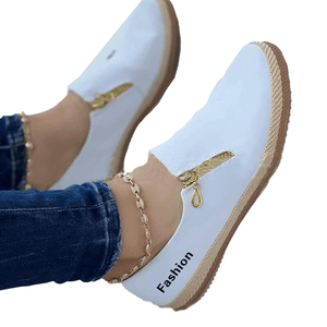 Women's Solid Color Zipper Casual Shoes