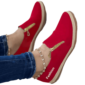 Women's Solid Color Zipper Casual Shoes