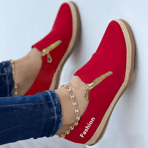 Women's Solid Color Zipper Casual Shoes