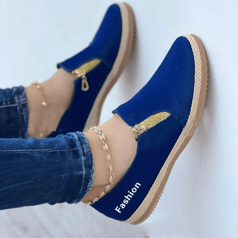 Chaussures décontractées à glissière de couleur unie pour femmes