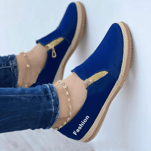 Chaussures décontractées à glissière de couleur unie pour femmes