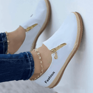 Women's Solid Color Zipper Casual Shoes